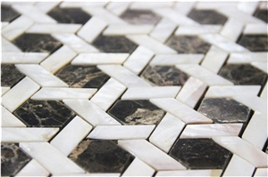 Art Pattern Mesh Mixed Marble Add Shell Mosaic