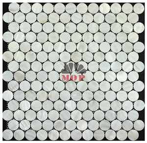 Circle Mother Of Pearl Mosaic Panel Mirror Tile