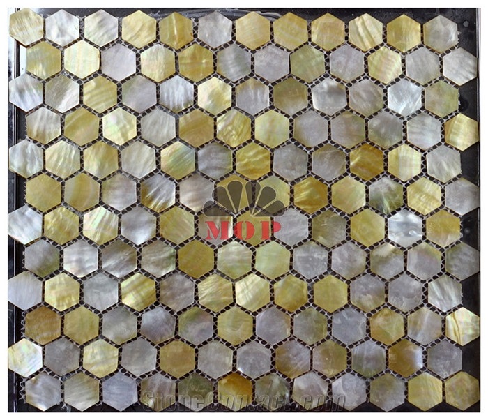 House Finishing Yellow Lip Shell Wall Mosaic Panel