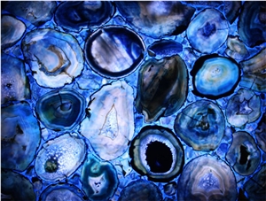 Luxury Blue Agate Stone Slab, Semi Precious Stone Wall, Gemstone Slabs