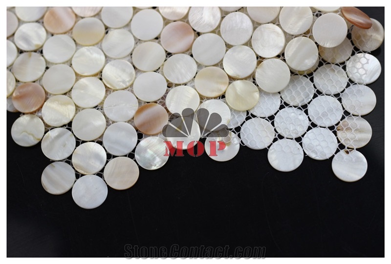 Mesh Round Decoration Panel Pearl Shell Mosaic
