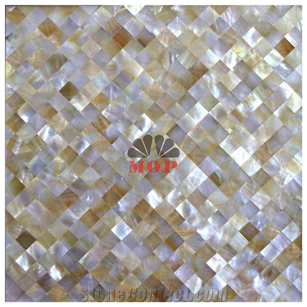 Rhombus Interior Design Yellow Shell Mosaic