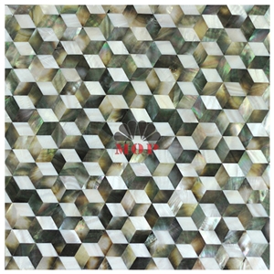 Seamless Rhombus Mixed Shell Mosaic Tile Balcony