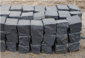 Cheapest Black G308 Laiwu Granite Paving Stone,All Sides Machine Cut Stone Paving, Small Block Cube Stones & Pavers