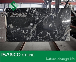 China Nero Fantacy Black Granite Slabs Black Granite Flooring Black Granite with White Waves Granite Floor Covering Black Granite Tiles Beautiful Fantacy Black Granite Skirting for Indoor Decoration
