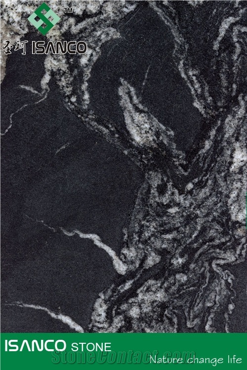 China Nero Fantacy Black Granite Slabs Black Granite Flooring Black Granite with White Waves Granite Floor Covering Black Granite Tiles Beautiful Fantacy Black Granite Skirting for Indoor Decoration