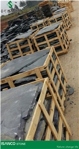 China Produced Natural Black Slate Covering Slate Tiles Black Slate Slabs Cut to Size Natural Slate Wall Covering Large Quantity in Stock Best Quality & Cheapest Price Split Black Slate Floor Covering