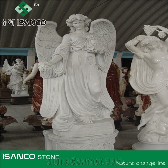 China White Marble Garden Sculpture & Statue / Human Sculptured Handcarved Exterior for Garden Decoration