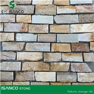 China Yellow Sandstone Cultured Stone, Stacked Stone Veneer, Wall Cladding
