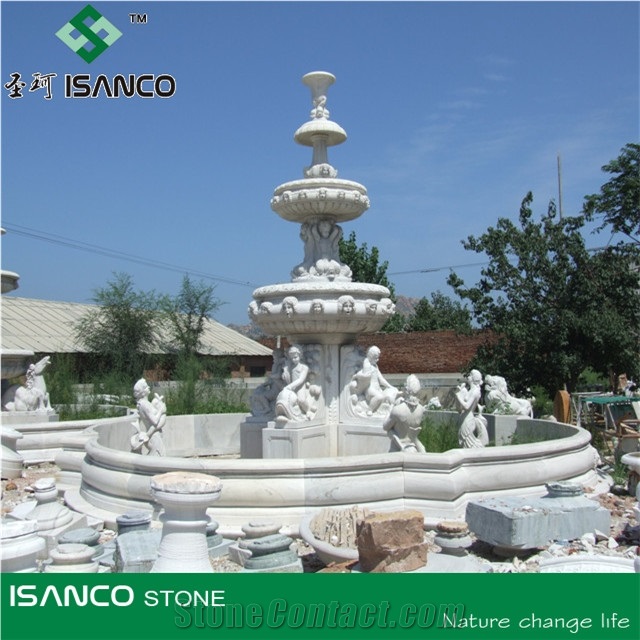 Garden White Marble Water Features, Exterior Landscaping Stones Rolling Sphere Fountains, Outdoor Sculptured Fountain