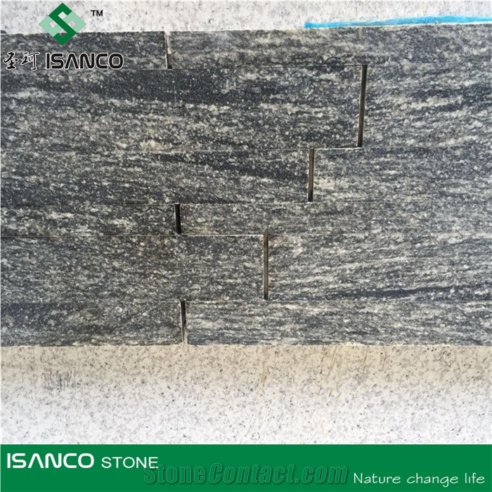 Granite Split Face Stacked Stone Veneer / Cultured Stone for Wall Cladding / Nero Granite Ledge Stone