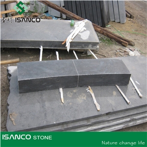Limestone Step, Honed Exterior Step, China Blue Limestone Steps, Honed Blue Limestone Stair Treads,Half or 1/4 Bullnose Blue Limestone Staircase with Sawn Cut Edges and Machine Cut Back