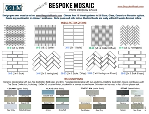 Bespoke Mosaic Pattern Stone, Glass, Ceramic or Porcelain