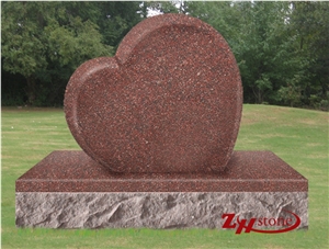Cheap Price Heart Design Indian Red/ Imperial Red Granite Tombstone Design/ Western Style Tombstones/ Heart Tombstones/ Single Monuments/ Upright Monuments