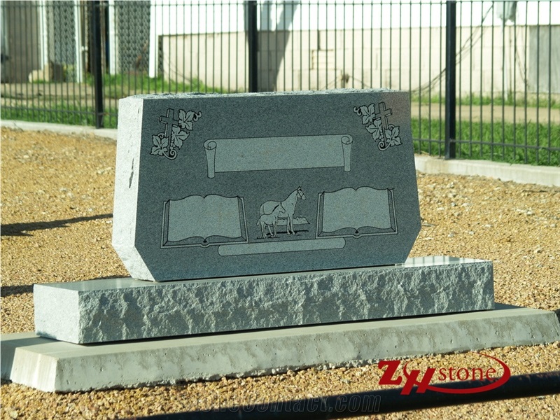 Cheap Price Polished Straight Sesame White/ G603 Granite Tombstone Design/ Western Style Monuments/ Headstones/ Monument Design/ Upright Monuments