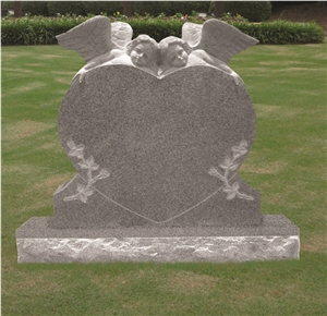 Good Quality Angel Sculpture Heart Shaped Sesame Gray/ G623 Granite Monument Design/ Western Style Tombstones/ Angel Monuments/ Heart Tombstones/ Gravestone