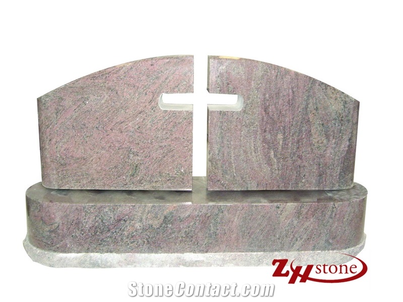 Good Quality Bevel Top with Celtic Cross Bahama Blue/ Vizag Blue Granite Tombstone Design/ Monment Design/ Cross Tombstones/ Western Style Monuments/ Western Style Tombstones