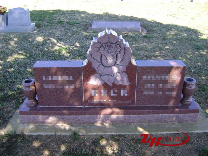 Good Quality Curved Edging with Single Side Vase Sesame White/ G603 Granite Tombstone Design/ Western Style Tombstones/ Single Monuments/ Upright Monuments/ Headstones