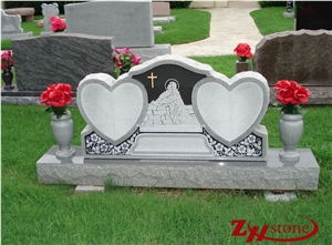 Good Quality Double Heart Design Engraving Heart Tombstones/ Upright Monuments/ Western Style Monuments/ Double Monuments/ Custom Monuments