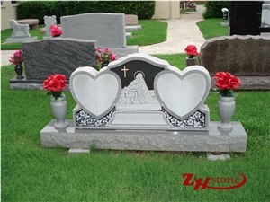 Good Quality Double Hearts Arch Style Oak Hill Granite Heart Tombstones/ Upright Monuments/ Family Monuments/ Headstones/ Monument Design
