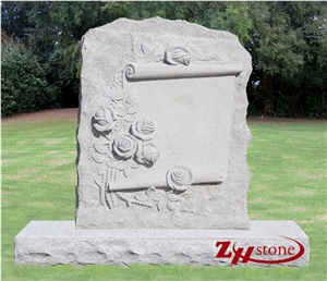 Good Quality Hand Crafting Flat Top with Corner Check G603/ Sesame White Granite Engraved Headstones/ Monument Design/ Western Style Monuments/ Gravestone/ Custom Monuments