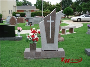 Good Quality Oval Top Natural Edging with Single Vase Shanxi Black/ Absolute Black/ China Black Granite Single Monuments/ Upright Monuments/ Engraved Tombstones/ Headstones/ Engraved Headstones