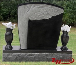 Good Quality Oval Top with Tree Carving Absolute Black/ China Black/ China Black Granite Single Monuments/ Upright Monuments/ Engraved Tombstones/ Headstones/ Engraved Headstones