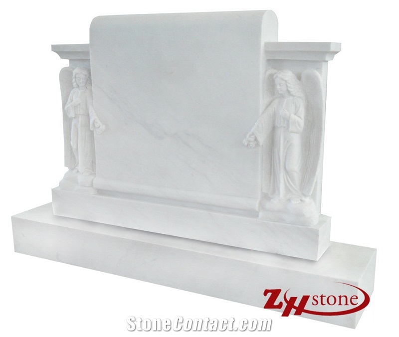 Pencil Top with Rose Carving Sesame White/ G603 and Shanxi Black/ China Black Granite Tombstone Design/ Monument Design/ Western Style Monuments/ Western Style Tombstones