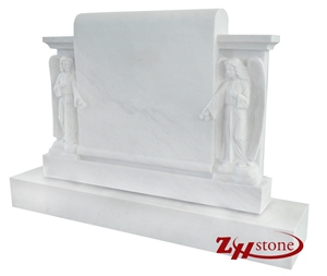 Pencil Top with Rose Carving Sesame White/ G603 and Shanxi Black/ China Black Granite Tombstone Design/ Monument Design/ Western Style Monuments/ Western Style Tombstones