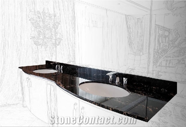 Nero Portoro Marble Master Bathroom Vanity Top