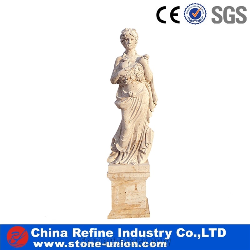 Beige Sand Stone Sculptures,Outdoor Figure Statue,Man and Woman Statue,New Carving Stone Statues for Sale