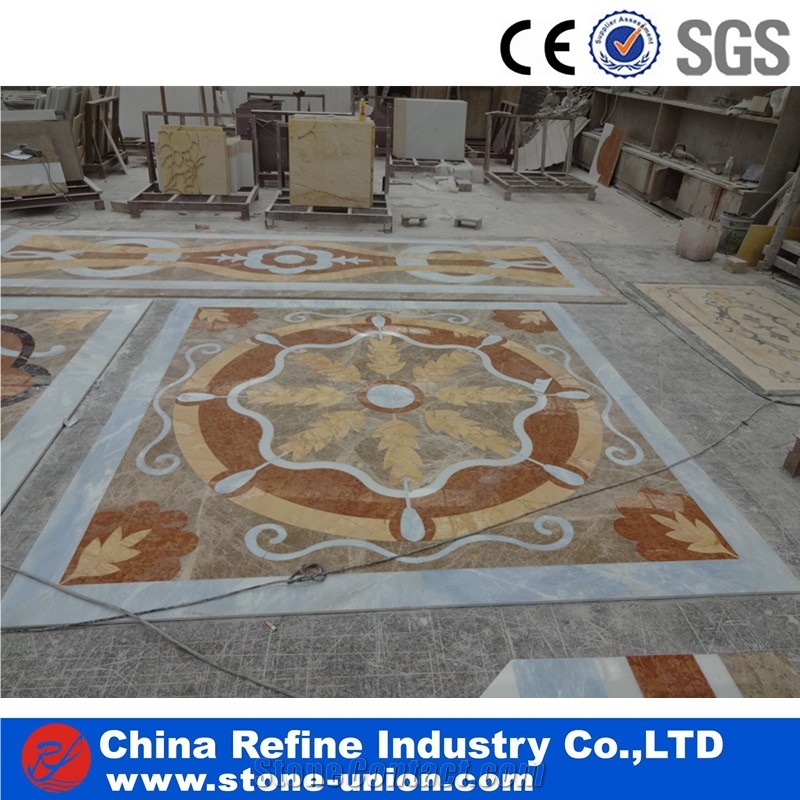Best Selling Stone Mosaic Medallion,Waterjet Marble Tiles Design,Multi Color Marble Polished Inlay Flooring Tiles Pattern