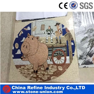 Best Selling Stone Mosaic Medallion with Tiger Design,Round Flooring Pattern, Square Waterjet Medallion, Waterjet Medallions,Marble Medallion