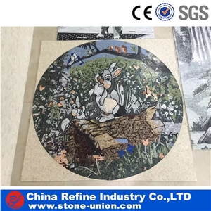 Best Selling Stone Mosaic Medallion with Tiger Design,Round Flooring Pattern, Square Waterjet Medallion, Waterjet Medallions,Marble Medallion