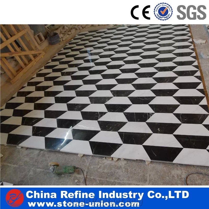 Black and White Marble Lobby Marble Flooring Design ...