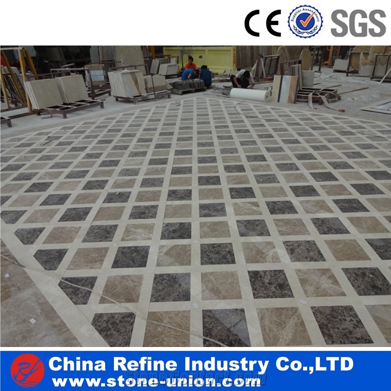 Black and White Marble Lobby Marble Flooring Design Factory Price,Polished Round Water Jet Medallions Inlay Flooring Tiles