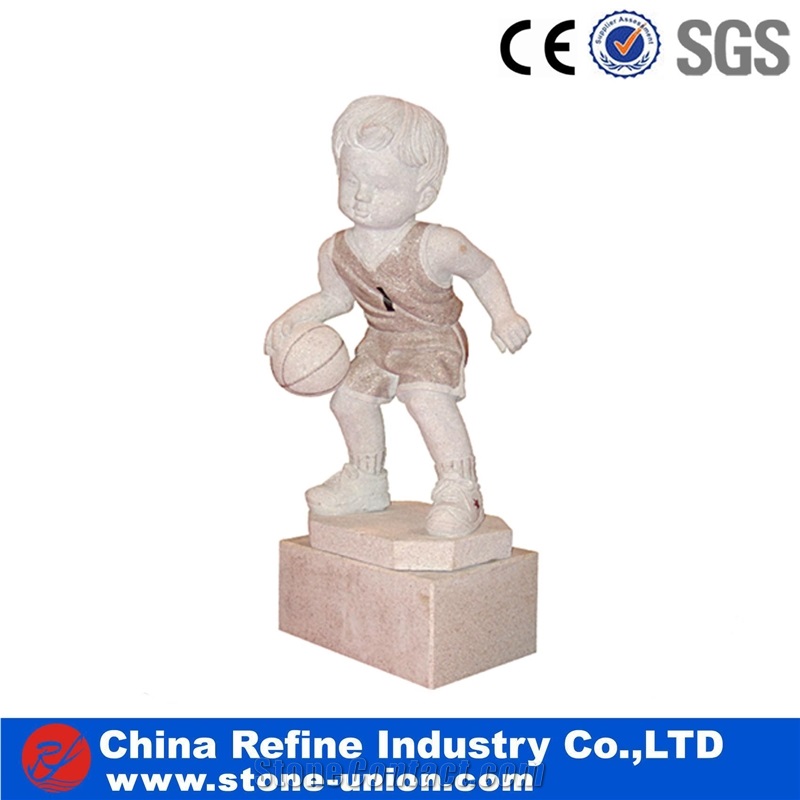 China Beige Granite Human Sculpture, Beige Granite Children Sculpture & Statue, Garden Kids Statues