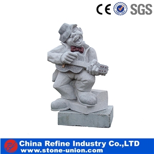 China Grey Granite Human Sculpture, Grey Granite Children Sculpture & Statue, Garden Kids Statues