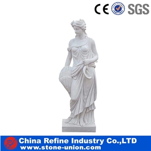 China White Marble Hand-Sculpted Classical Garden Huamn Statues & Sculptures
