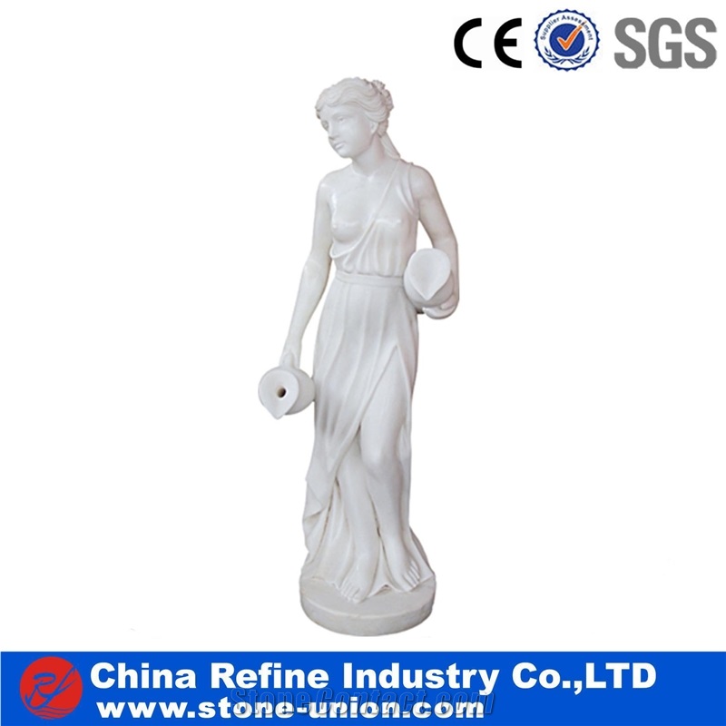 China White Marble Hand-Sculpted Classical Garden Huamn Statues & Sculptures