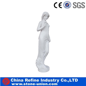 China White Marble Hand-Sculpted Classical Garden Statues & Sculptures, Human Decoration Statue