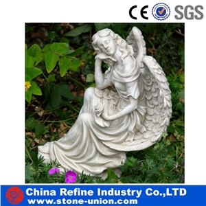 Decorative Marble Life Size Angel Statue , Antique Marble Figure Statue , Marble Garden Sculptures