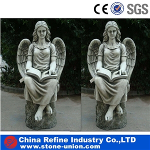 Decorative Marble Life Size Angel Statue , Antique Marble Figure Statue , Marble Garden Sculptures
