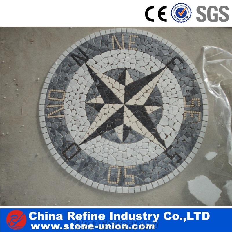 Decorative Stone Mosaic Inlay Medallion for Living Room,Polished Round Water Jet Medallions Inlay Flooring Tiles