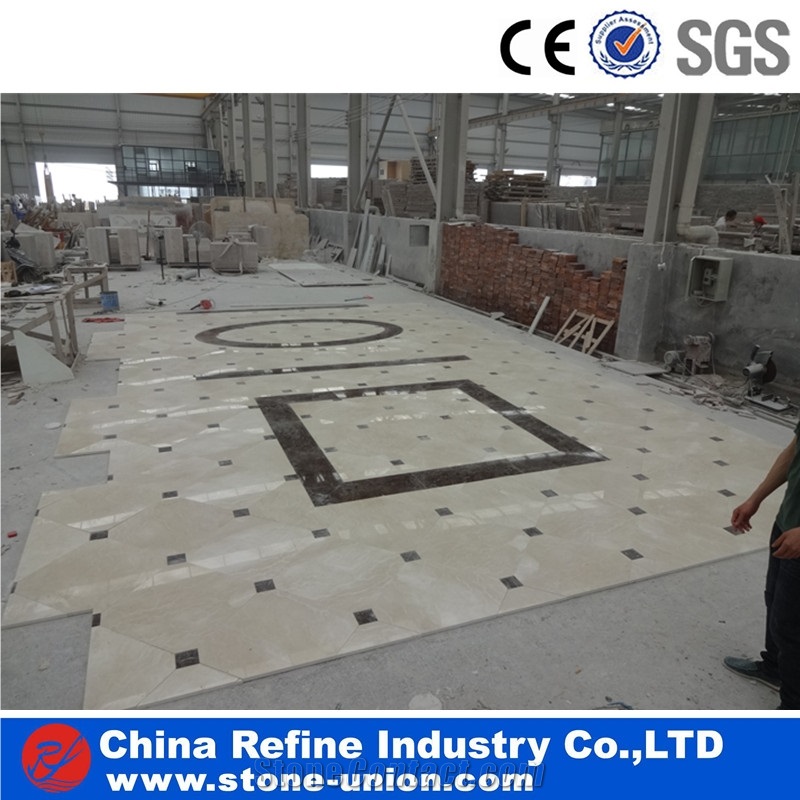 Engineered Waterjet Marble Mosaic Medallion Tile For Home Floor
