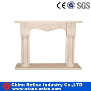European Popular Style Marble Fireplace,Beige Marble Handcarved Sculpture