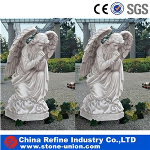 Four Season Match Lady Statue, Garden Marble Angel Statue, White Marble Human Statue