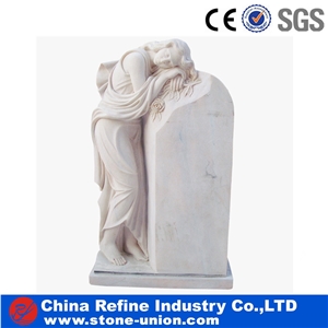 Garden Sitting Angel Statue from Factory , Marble Praying Angel Statue , Angel Statue Headstone