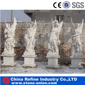 Marble Angel Statue with Wings, Garden Landscape Marble Sculpture, Western Human Statues