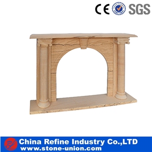 Marble Carved Indoor Fireplace Mantel, Marble Fireplace Surrounding, Fireplace Hearth